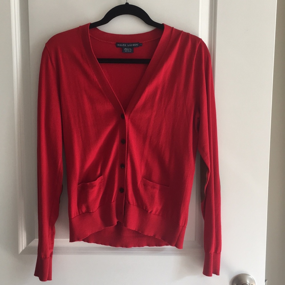 Ralph Lauren leather patch cotton cardigan